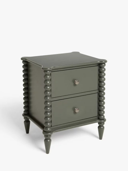 John Lewis Bobbin 2 Drawer Bedside Table, Green