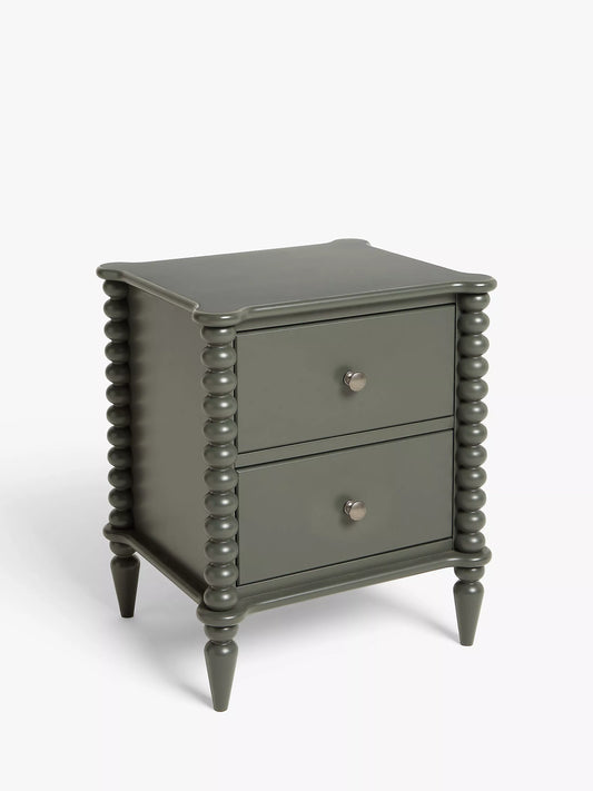 John Lewis Bobbin 2 Drawer Bedside Table Green