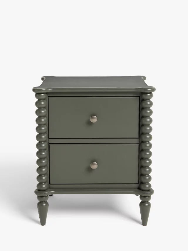 John Lewis Bobbin 2 Drawer Bedside Table, Green