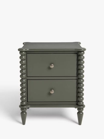 John Lewis Bobbin 2 Drawer Bedside Table, Green