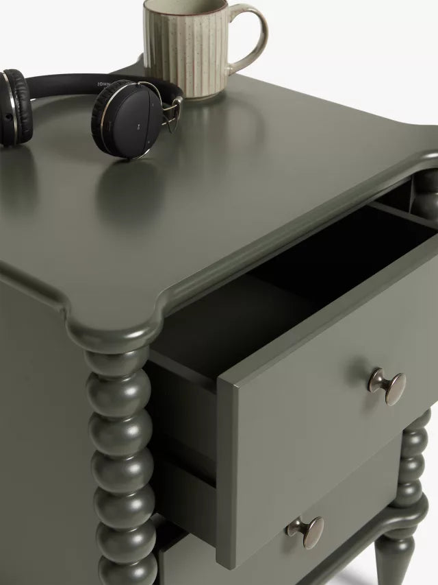 John Lewis Bobbin 2 Drawer Bedside Table Green