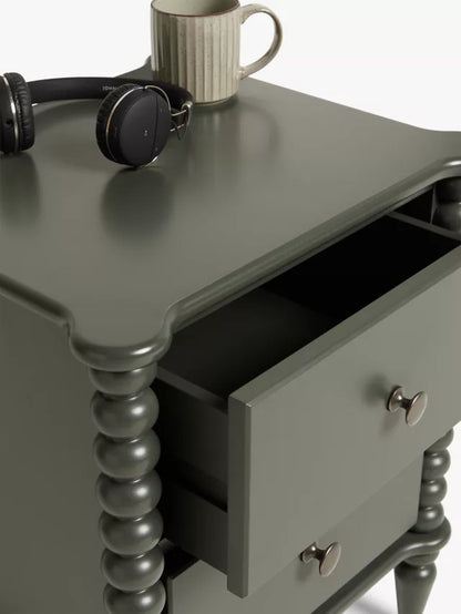 John Lewis Bobbin 2 Drawer Bedside Table Green