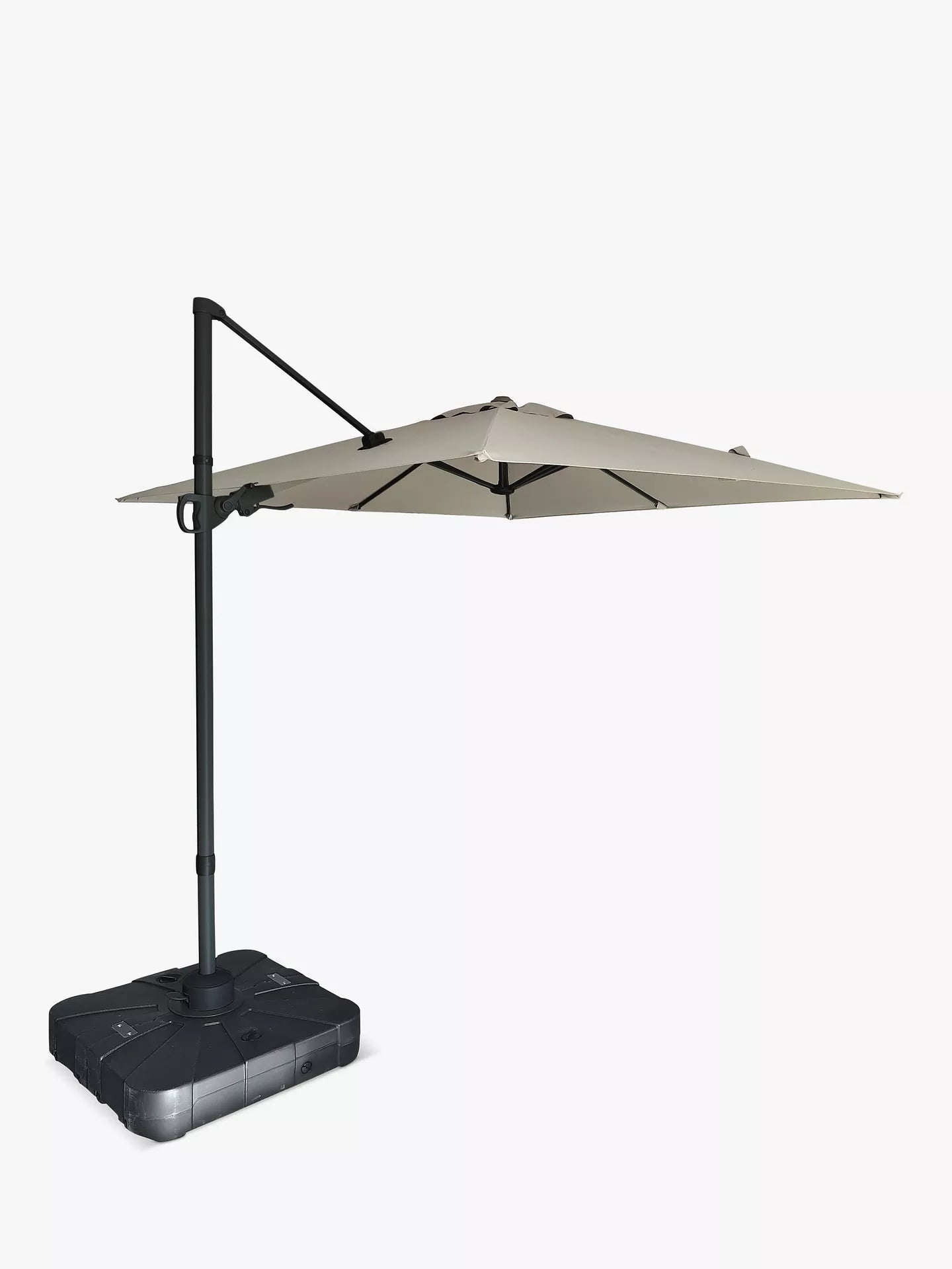 John Lewis Freestanding 360 Aluminium Wind-Up Parasol & Base, 2.5m, Grey