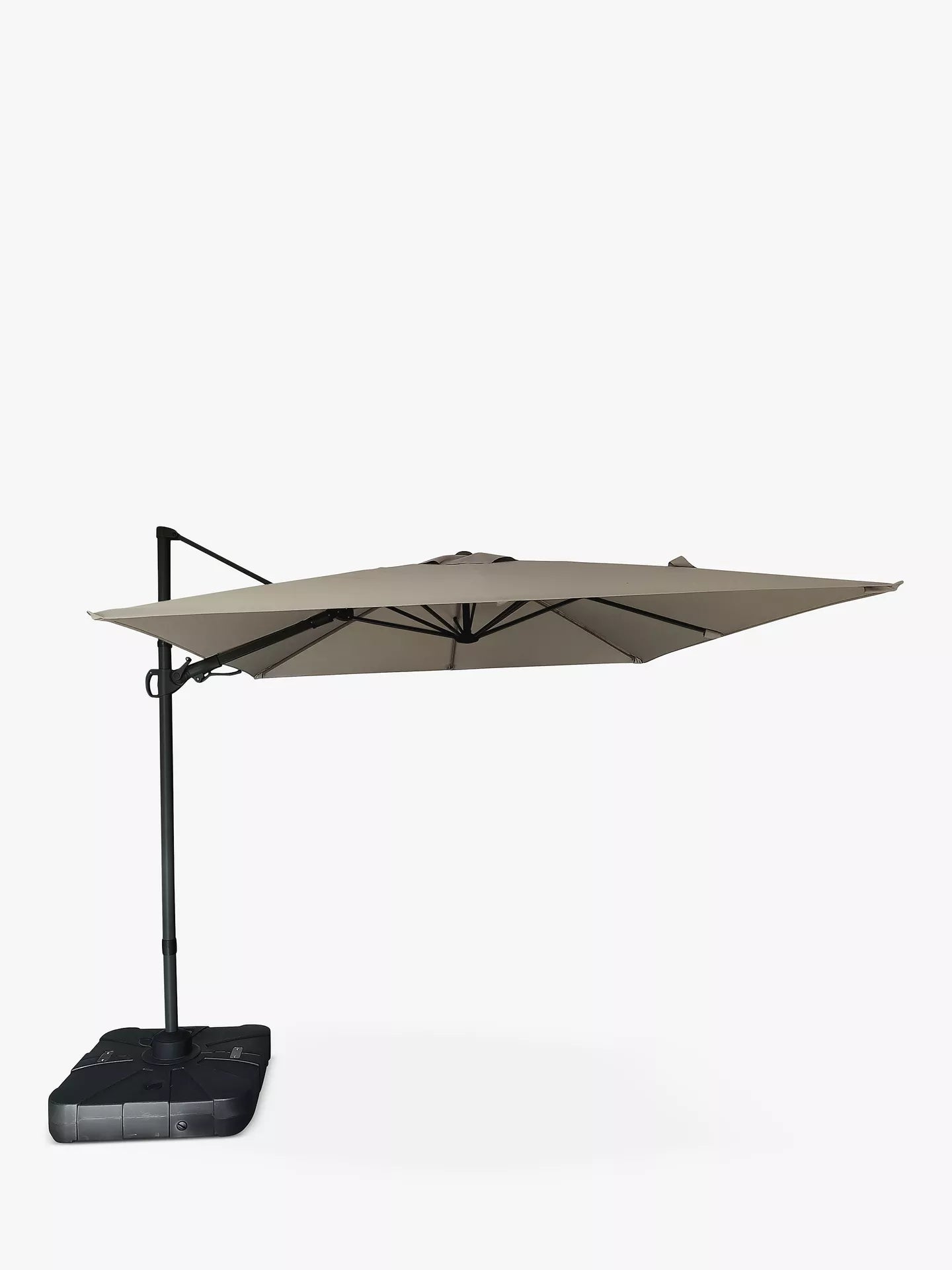 John Lewis Freestanding 360 Aluminium Wind-Up Parasol & Base, 2.5m, Grey