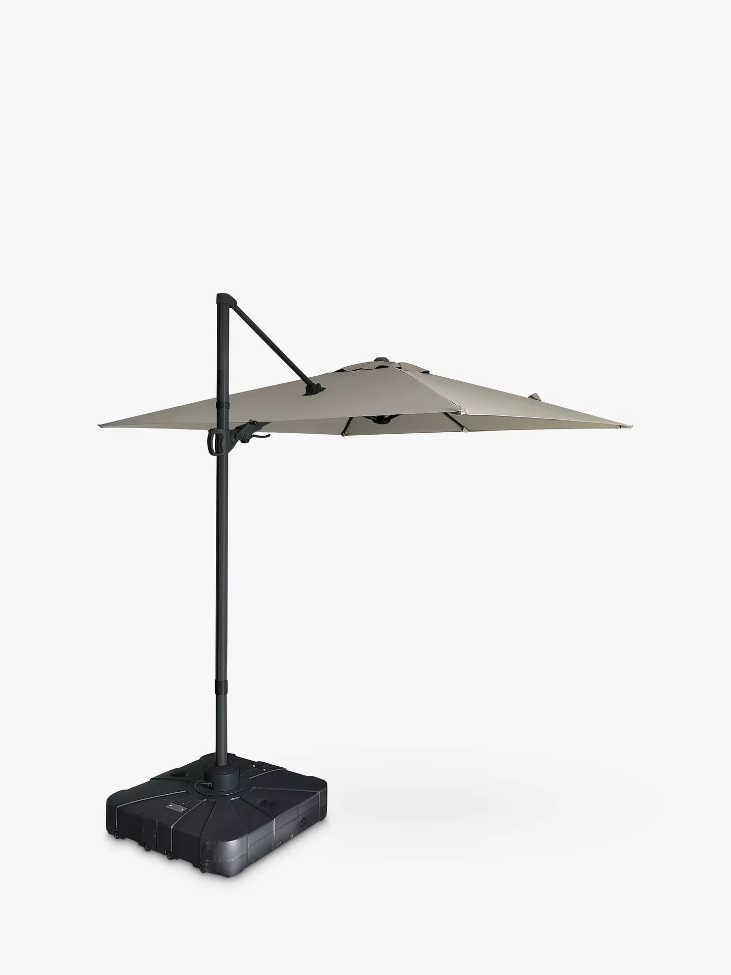 John Lewis Freestanding 360 Aluminium Wind-Up Parasol & Base, 2.5m, Grey