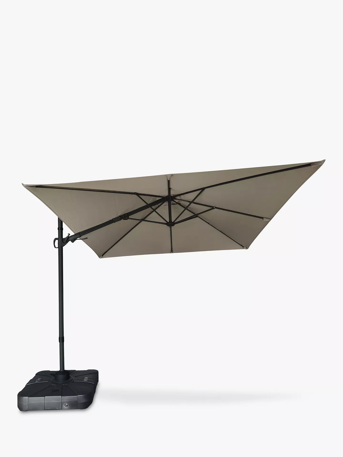 John Lewis Freestanding 360 Aluminium Wind-Up Parasol & Base, 2.5m, Grey