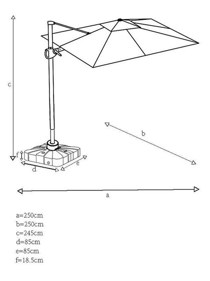 John Lewis Freestanding 360 Aluminium Wind-Up Parasol & Base, 2.5m, Grey