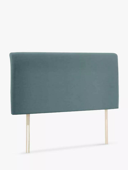 John Lewis Bedford Strutted Upholstered Headboard, King Size Deep Velvet Petrol