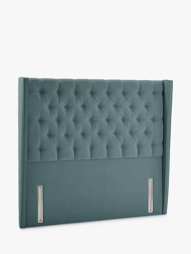 John Lewis Harlow Full Depth Headboard, Super King Size, Deep Velvet Petrol