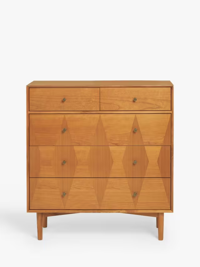 John Lewis Marquetry 5 Drawer Wood Chest, Natural