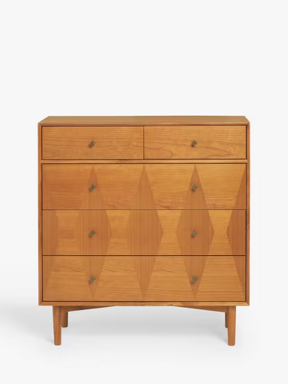 John Lewis Marquetry 5 Drawer Wood Chest, Natural