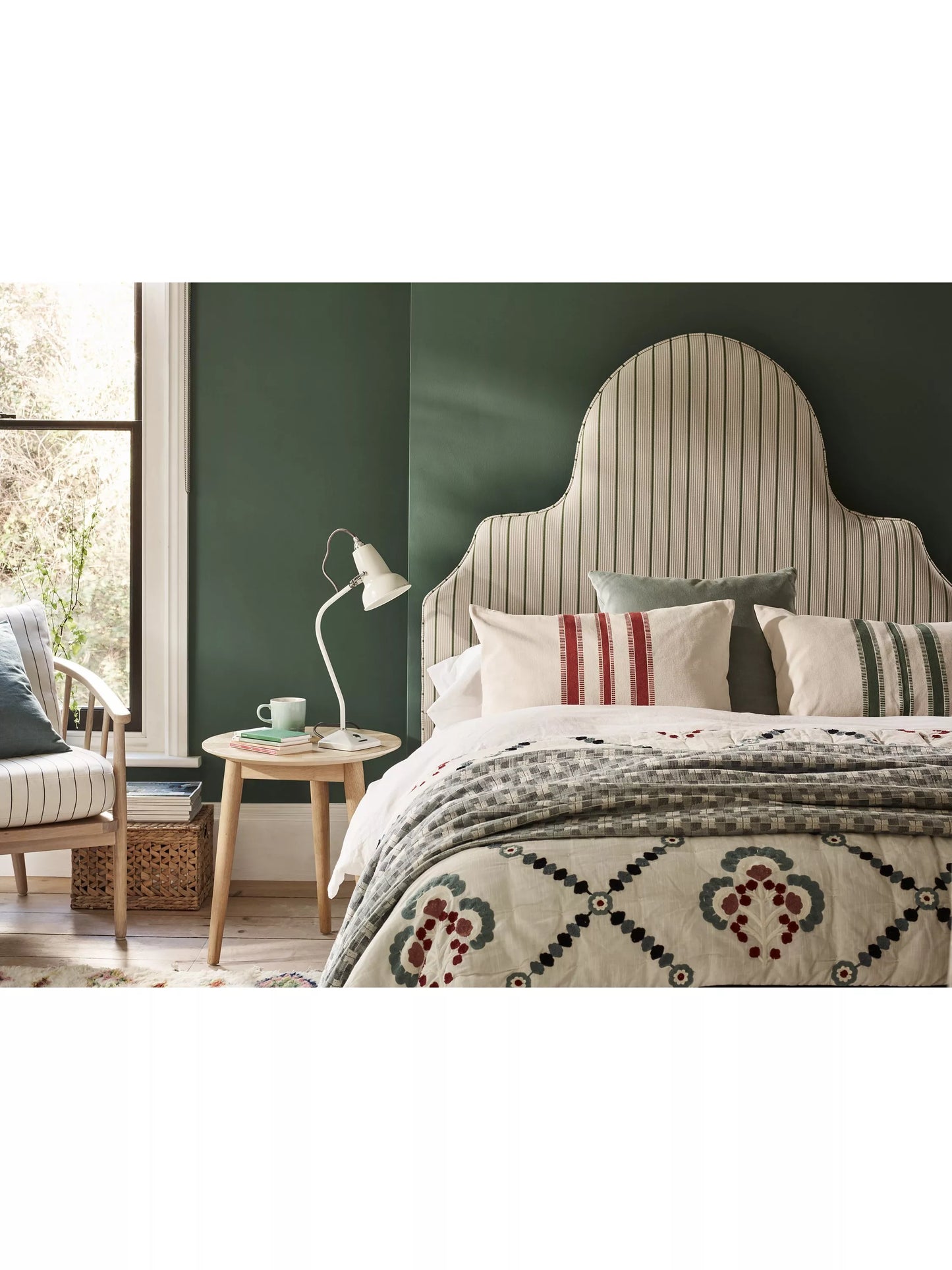 John Lewis Silhouette Full Depth Ticking Stripe Upholstered Headboard, King Size