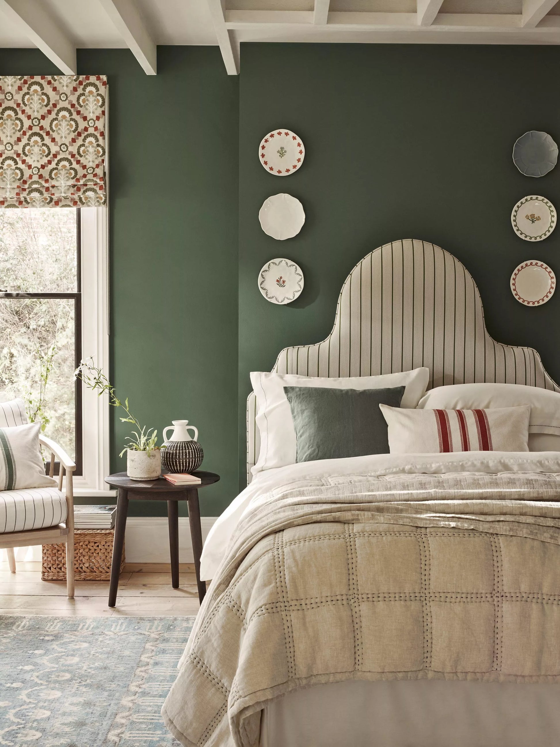 John Lewis Silhouette Full Depth Ticking Stripe Upholstered Headboard, King Size