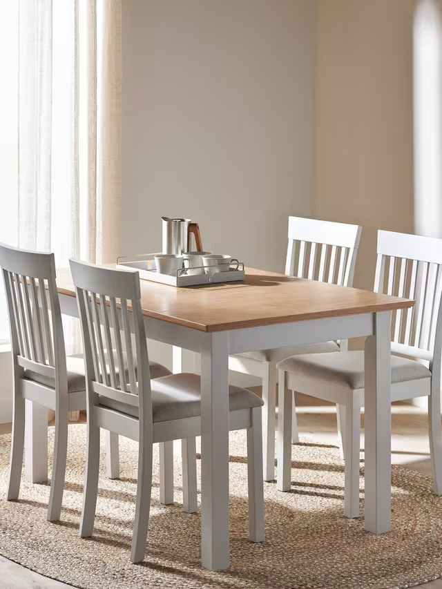 John Lewis Wilton 4-6 Seater Extending Dining Table, Linen Kitchen