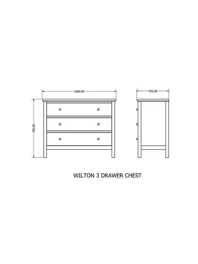 John Lewis Wilton 3 Drawer Chest, Linen