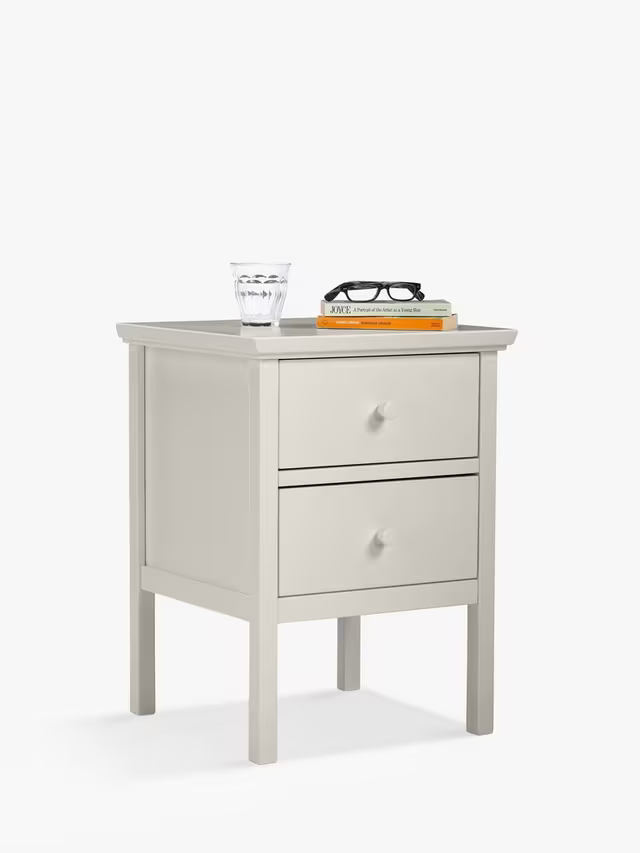 John Lewis Wilton 2 Drawer Bedside Cabinet, Linen