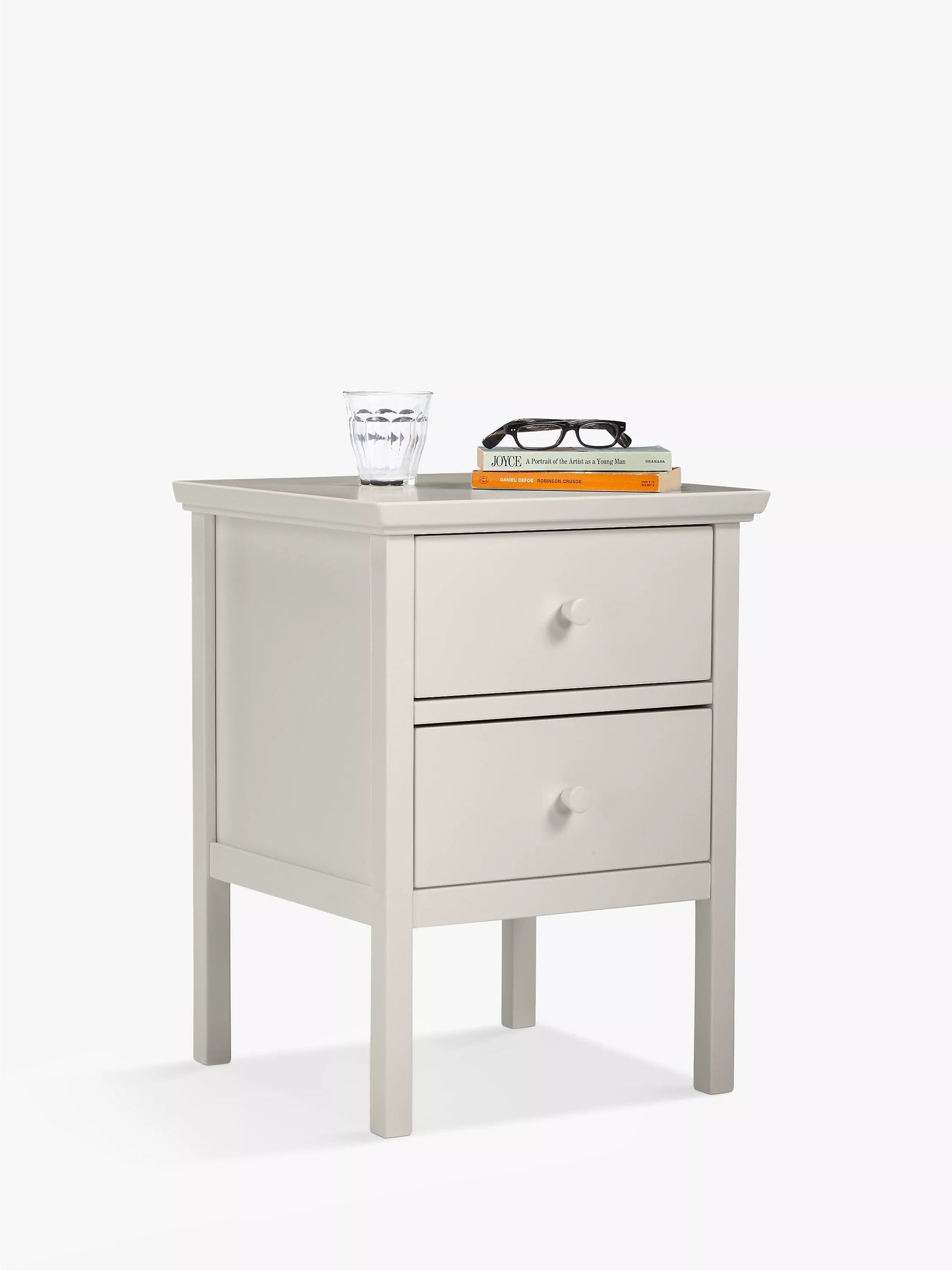 John Lewis ANYDAY Wilton 2 Drawer Bedside Cabinet, Linen
