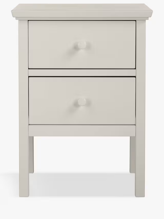 John Lewis Wilton 2 Drawer Bedside Cabinet, Linen