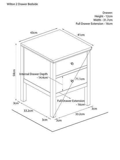 John Lewis Wilton 2 Drawer Bedside Cabinet, Linen