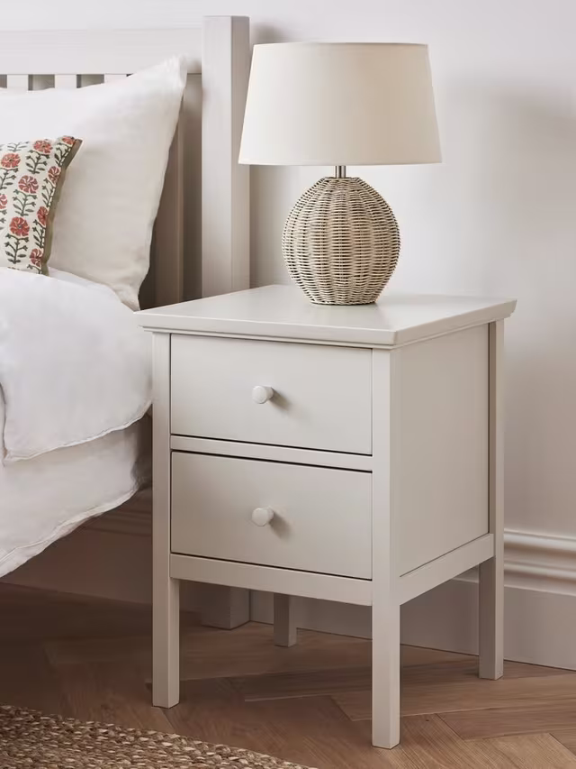 John Lewis Wilton 2 Drawer Bedside Cabinet, Linen