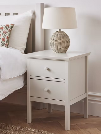 John Lewis Wilton 2 Drawer Bedside Cabinet, Linen