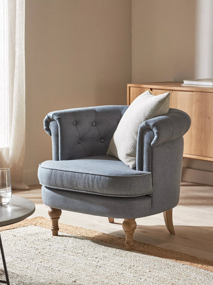 John Lewis Penny Tub Armchair, Light Leg, Grey Weave