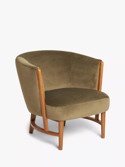 John Lewis Drift Armchair, Dark Leg, Moss Green Smooth Velvet