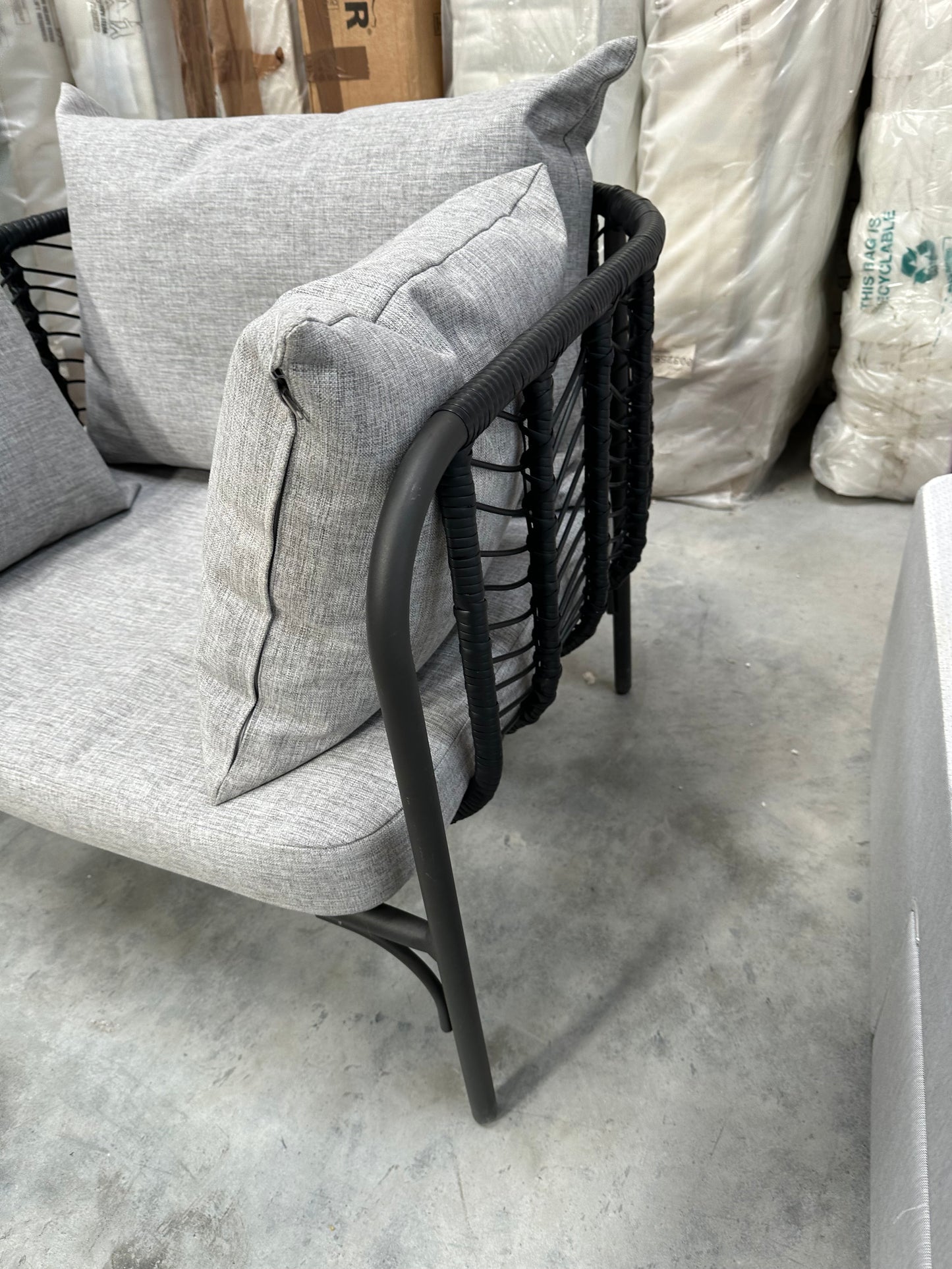 John Lewis Chevron Garden Lounging Chair, Black/Grey