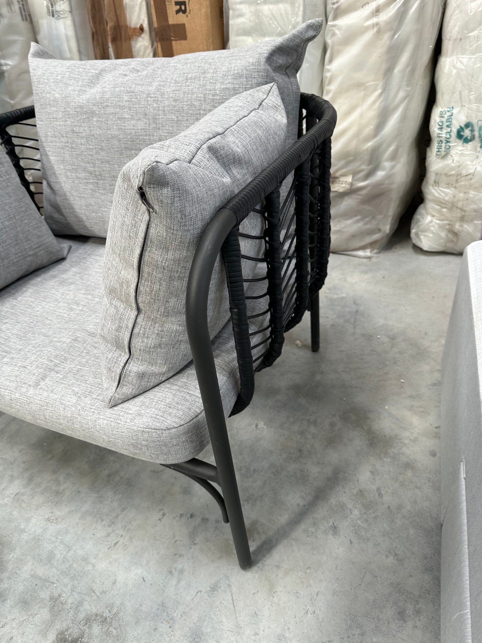 John Lewis Chevron Garden Lounging Chair, Black/Grey