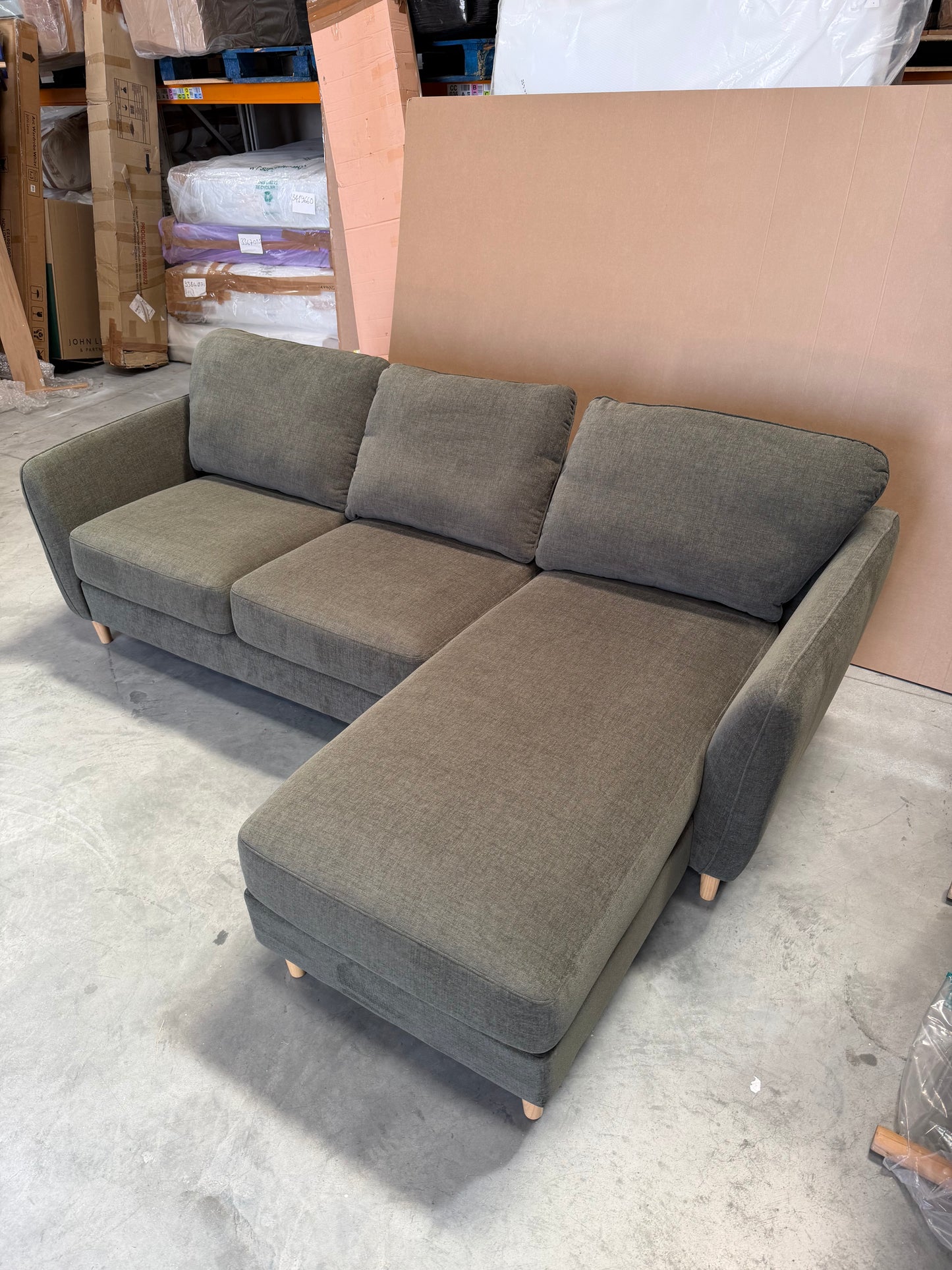 John Lewis Hamilton RHF 4 Seater Sofa, Dark Leg, Khaki Chenille