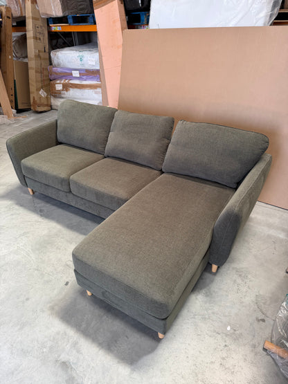 John Lewis Hamilton RHF 4 Seater Sofa, Dark Leg, Khaki Chenille