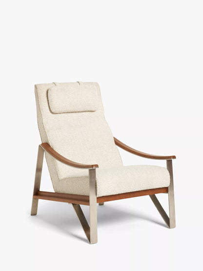 John Lewis Tilt High Back Armchair, Dark/Metallic Leg, Natural Boucle