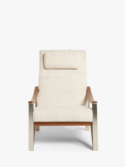John Lewis Tilt High Back Armchair, Dark/Metallic Leg, Natural Boucle