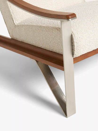 John Lewis Tilt High Back Armchair, Dark/Metallic Leg, Natural Boucle