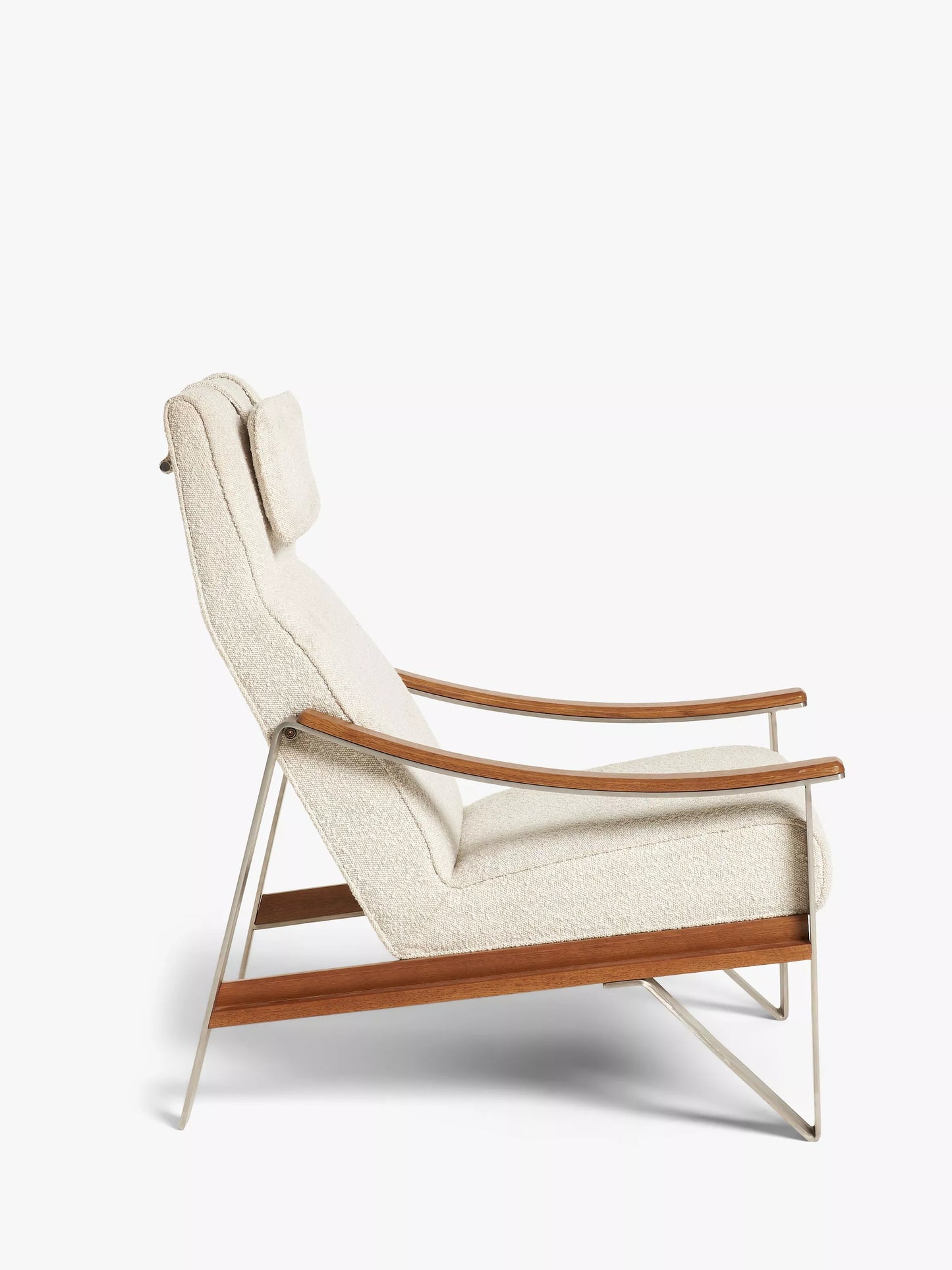 John Lewis Tilt High Back Armchair, Dark/Metallic Leg, Natural Boucle