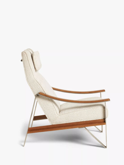 John Lewis Tilt High Back Armchair, Dark/Metallic Leg, Natural Boucle