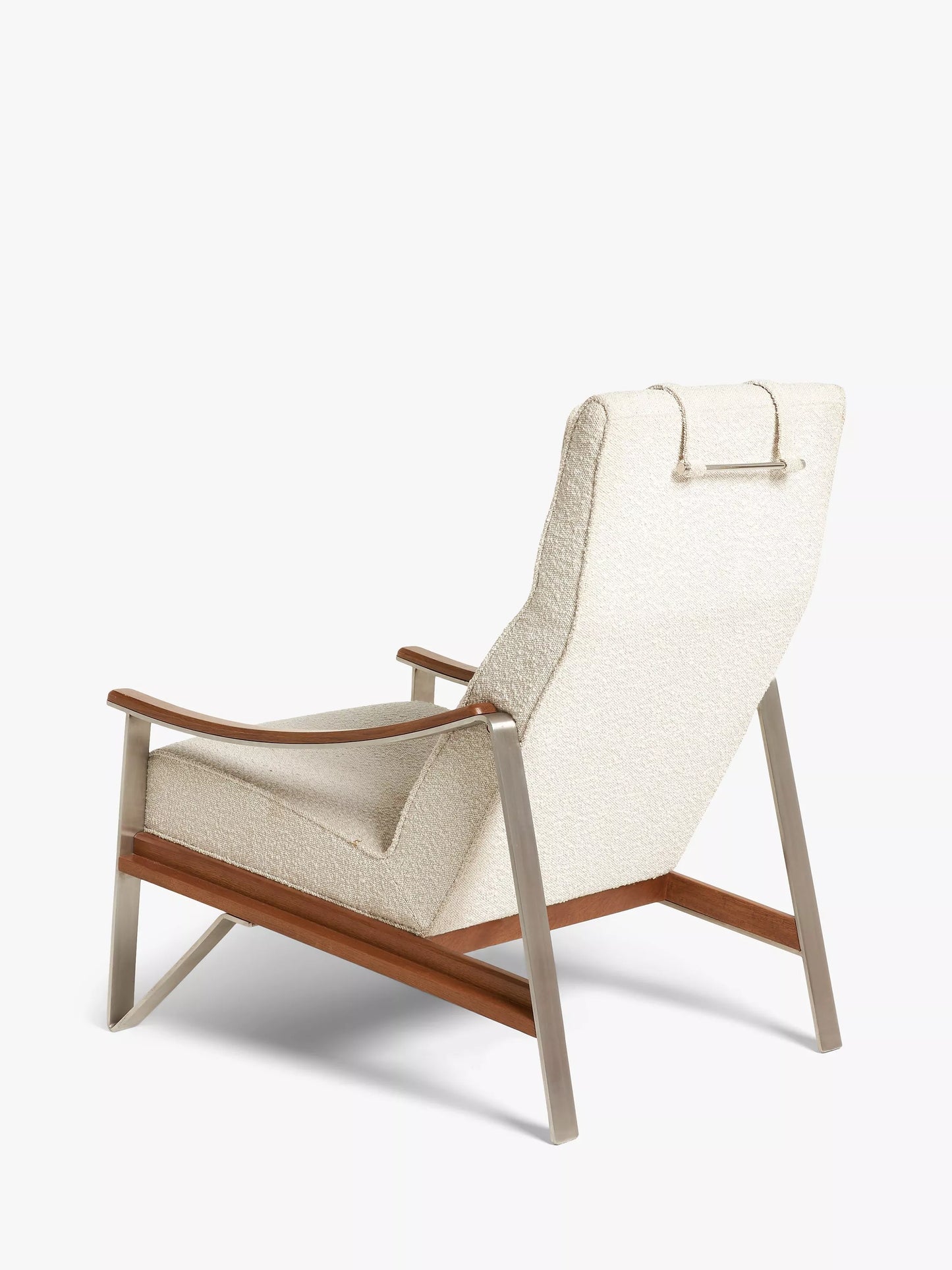 John Lewis Tilt High Back Armchair, Dark/Metallic Leg, Natural Boucle