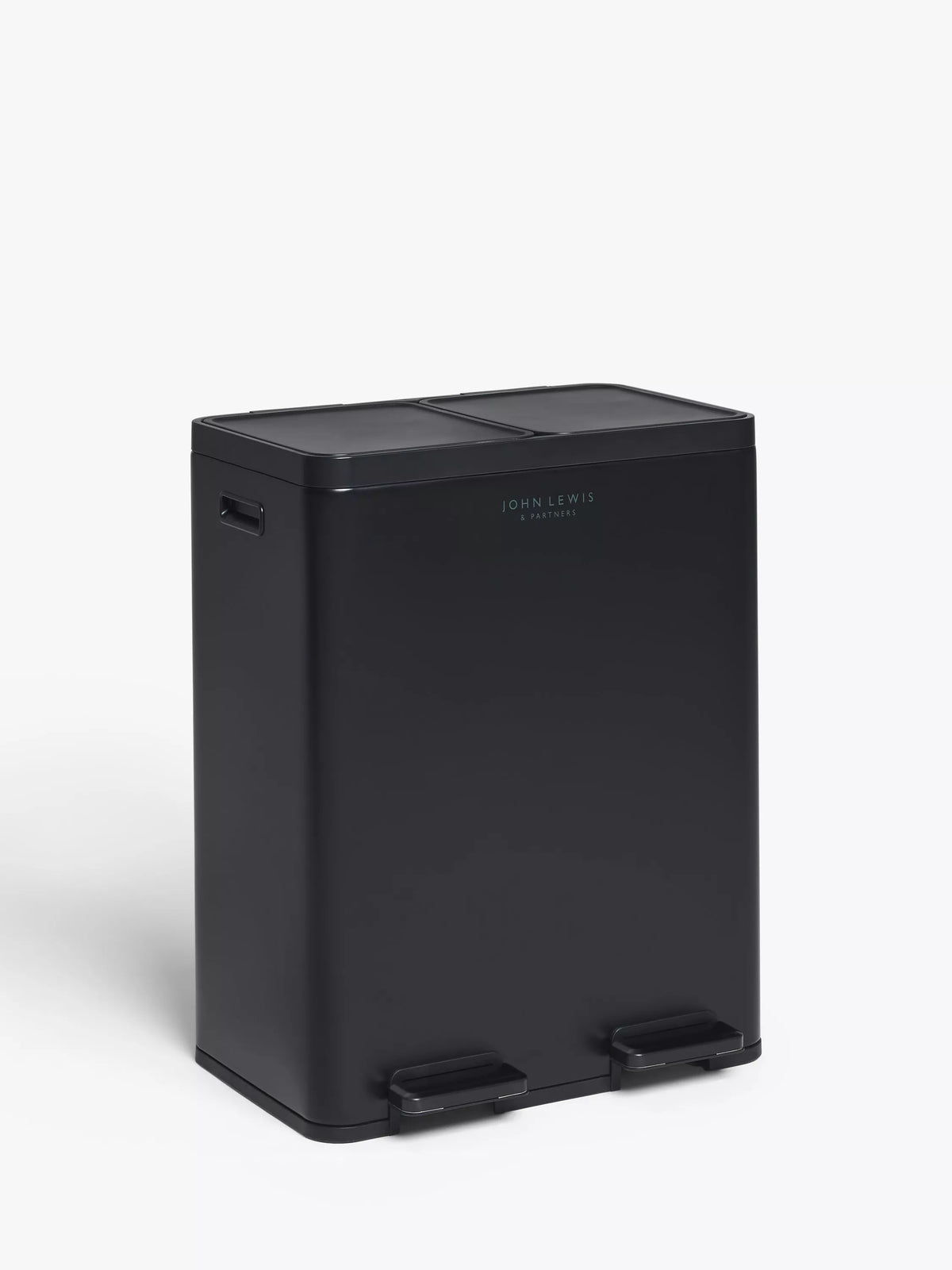 John Lewis 2 Section Recycling Bin, with Handles, 60L, Black