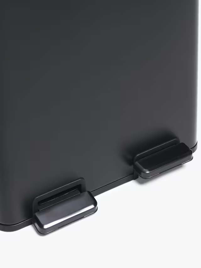 John Lewis 2 Section Recycling Bin with Handles, 60L, Black