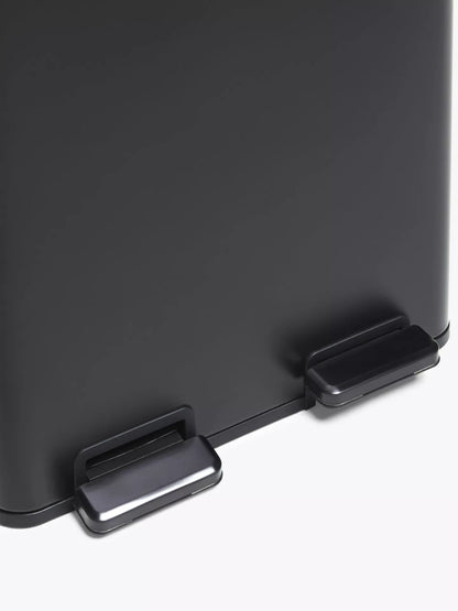 John Lewis 2 Section Recycling Bin, with Handles, 60L, Black
