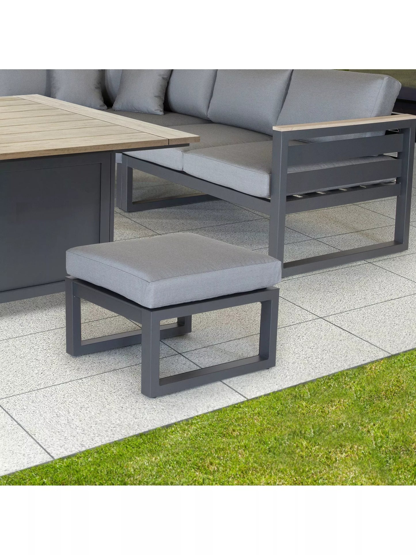 KETTLER Elba Grande Garden Footstool, Grey