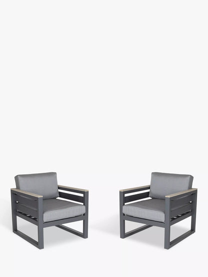 KETTLER Elba Grande Garden Armchair Chair, Set of 2, Grey