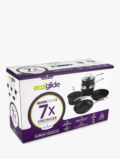 Eaziglide Neverstick2 Aluminium Non-Stick Pan Set, 5 Piece
