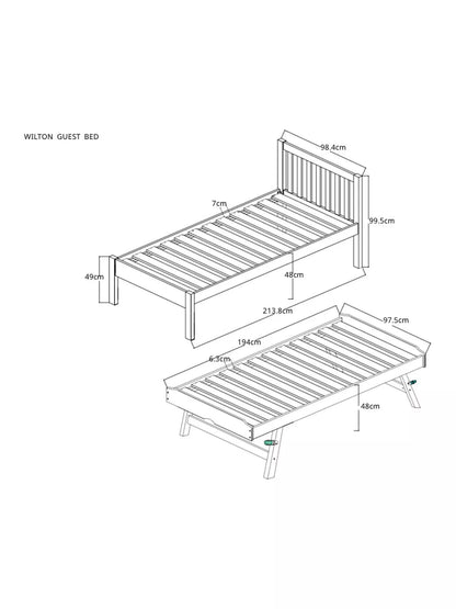 John Lewis Wilton Trundle Guest Bed Frame Single White