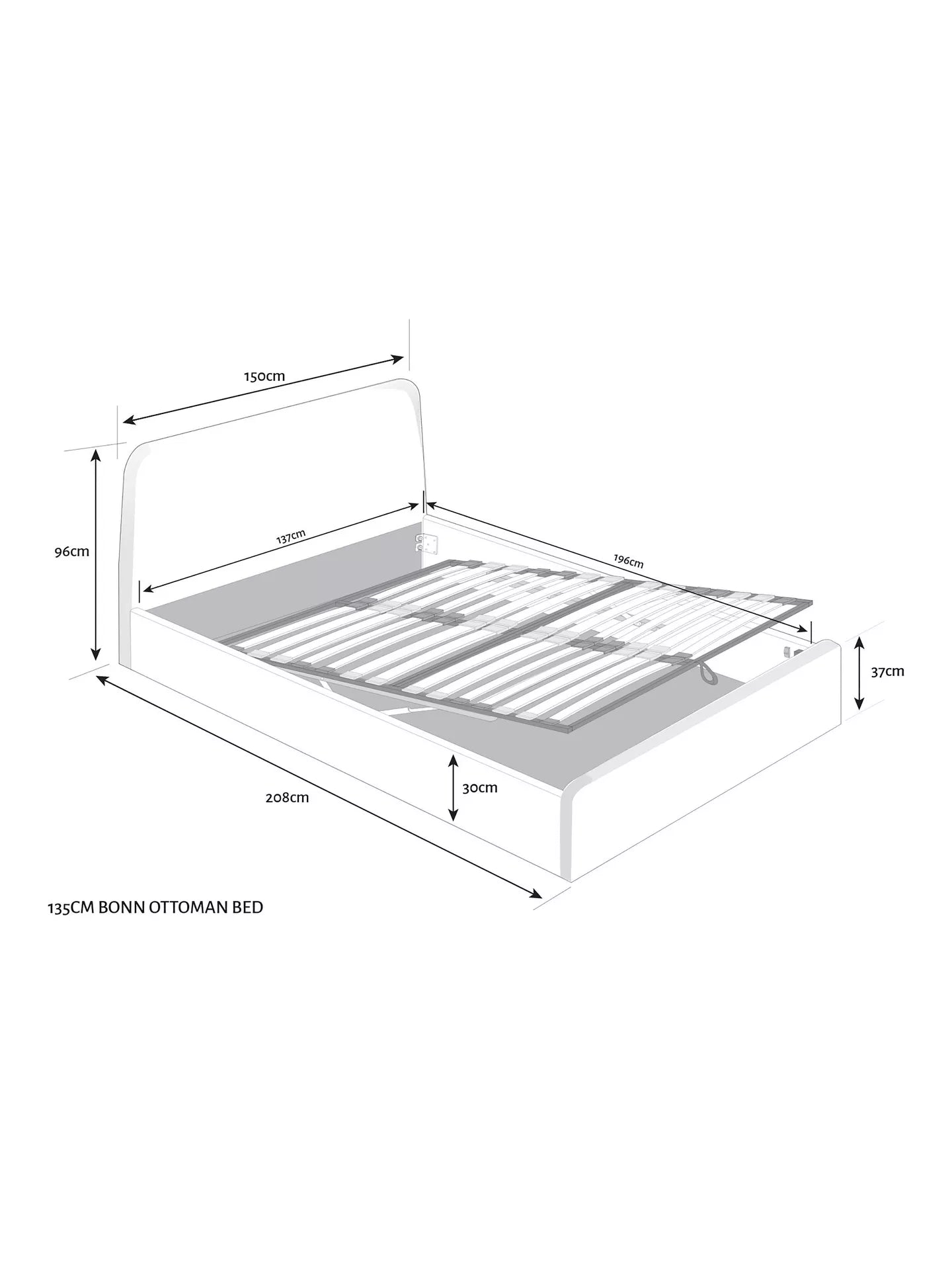John Lewis Bonn Ottoman Storage Upholstered Bed Frame Double Beige