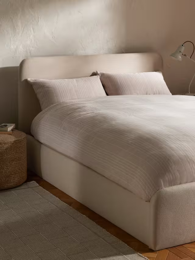 John Lewis Bonn Ottoman Storage Upholstered Bed Frame Double Beige