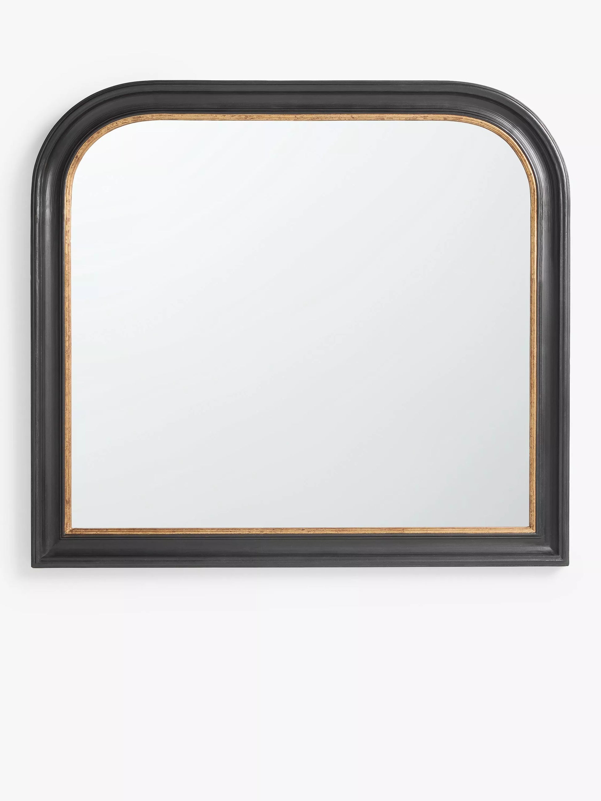 John Lewis Georgian Overmantle Wood Mirror, 95 x 105cm, Black/Gold