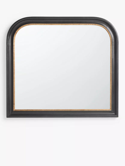 John Lewis Georgian Overmantle Wood Mirror, 95 x 105cm, Black/Gold