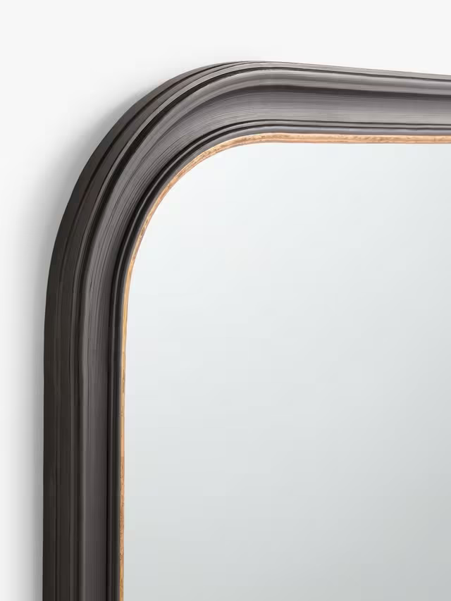 John Lewis Georgian Overmantle Wood Mirror, 95 x 105cm, Black/Gold