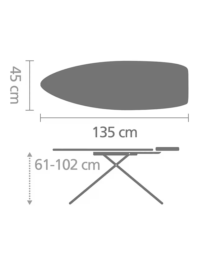 Brabantia Ironing Board C, 124 x 45cm, Solid Steam Unit Holder - Denim Black